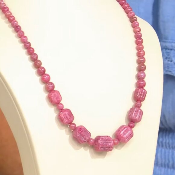 Jay King Baroque Rose RHODONITE Sterling Silver Bead Necklace NWT - Picture 1 of 6